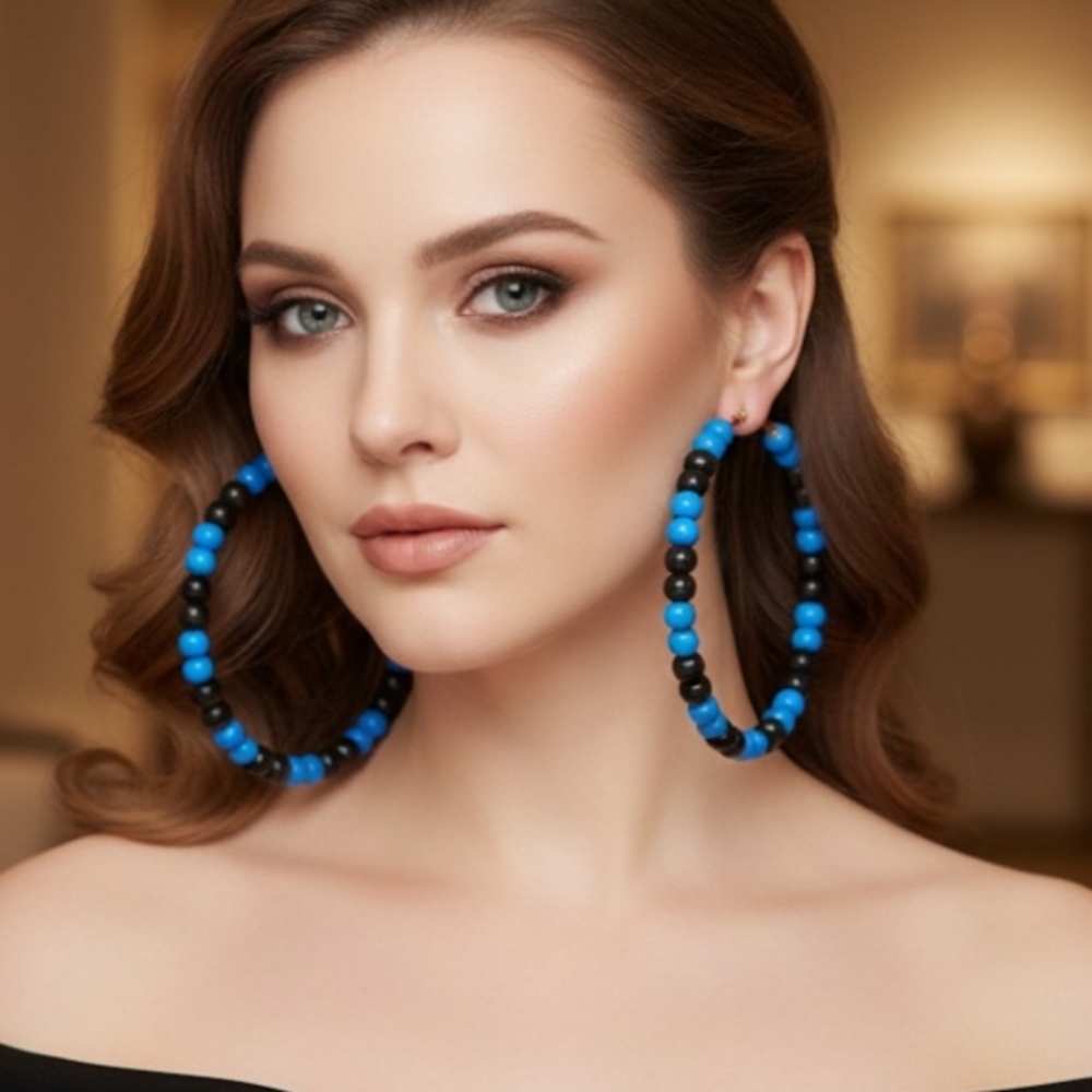 Extra-long wooden earrings, super lightweight earrings, hoop earrings. 8cm